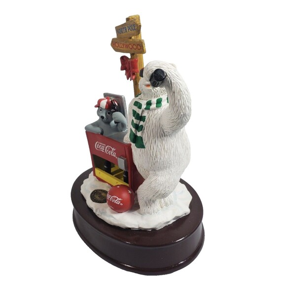 Vtg 1998 Coca-Cola "On the Road to Adventure" Polar Bear North Pole Music Box - Picture 3 of 8